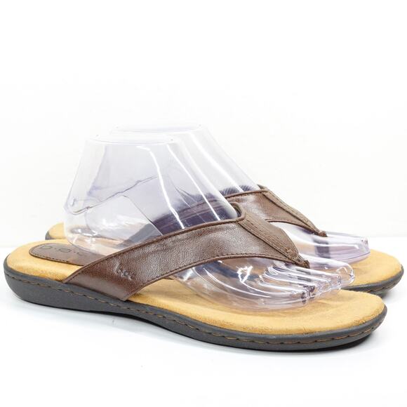 BOC Born Concept Thong Sandals Padded Brown Vegan Leather Sz 10 - Picture 2 of 7